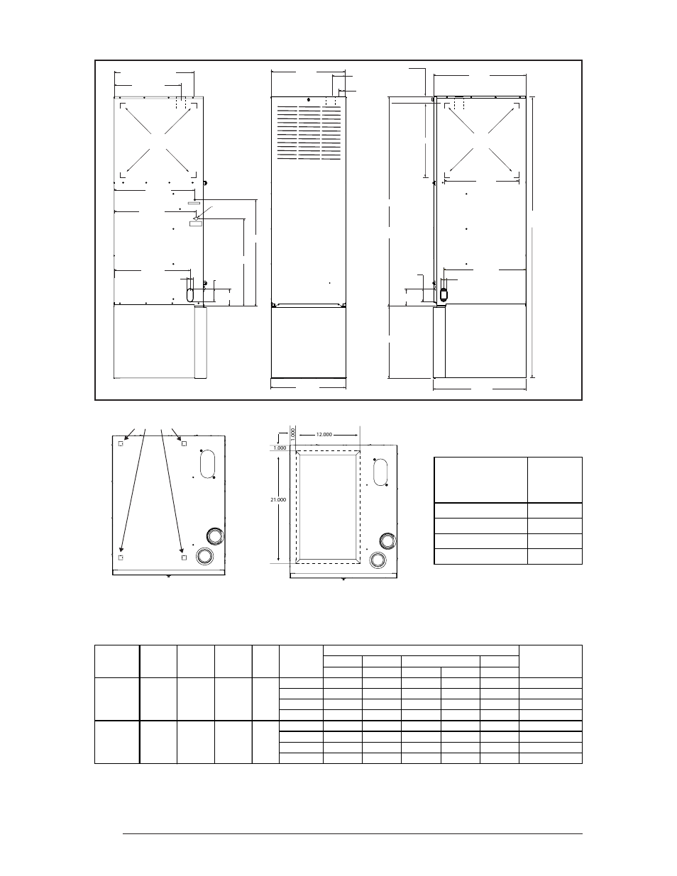 General, Furnace specifications / airflow data, Top view (aw and bw models) | Nordyne M3RL Series User Manual | Page 4 / 36