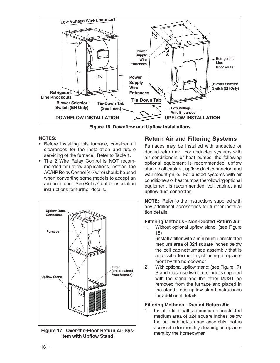 Return air and filtering systems | Nordyne E3 Series User Manual | Page 16 / 32