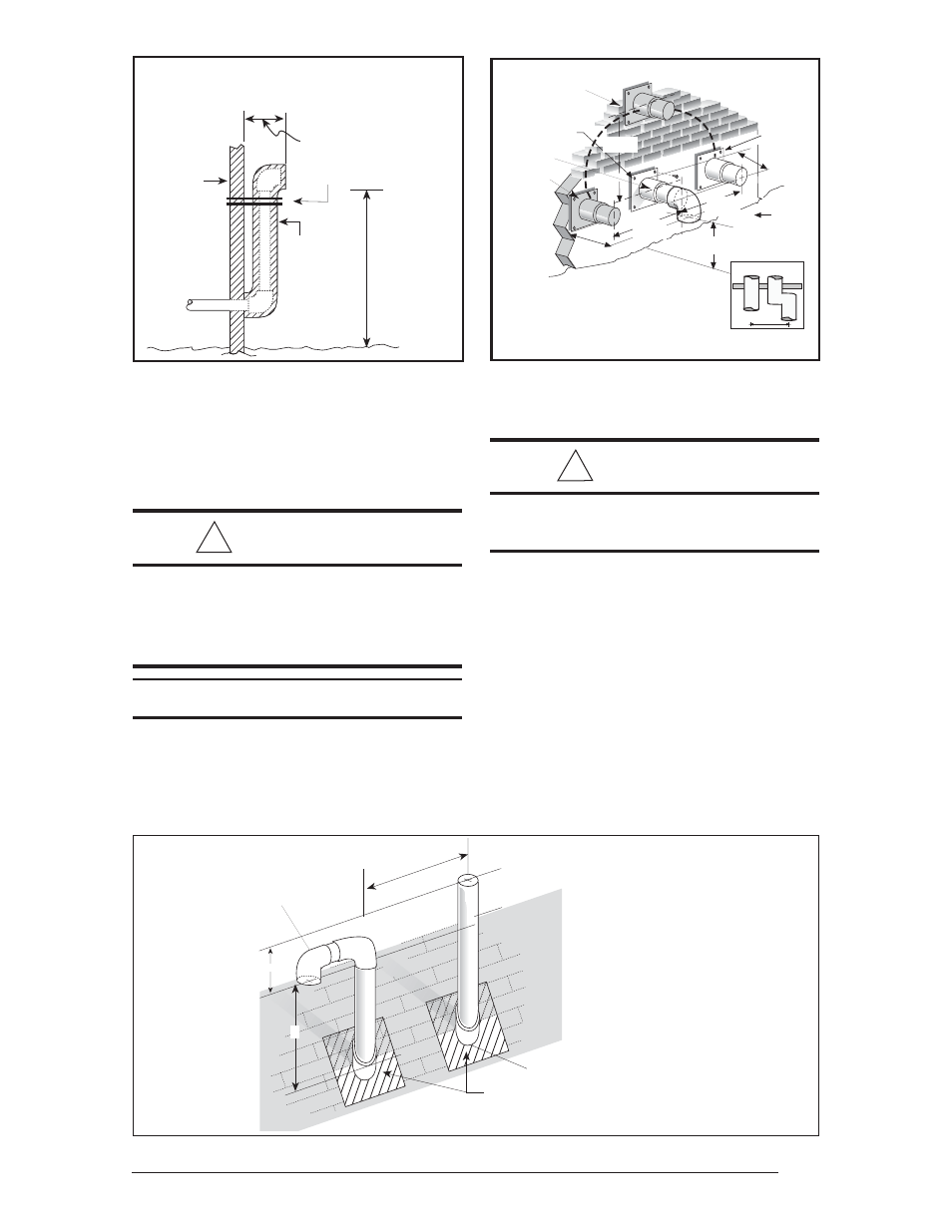 Warning, Caution, Drainage of condensate from furnace | Figure 20. vertical vent termination, Figure 18. alternate horizontal vent installation | Nordyne Downflow Condensing Furnace M3RL User Manual | Page 19 / 36