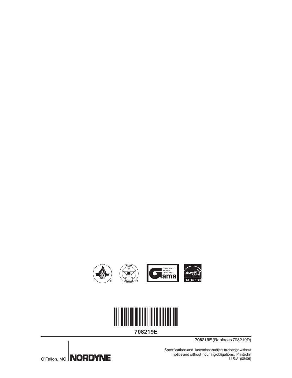 Nordyne Downflow Condensing Furnace M3RL User Manual | Page 36 / 36