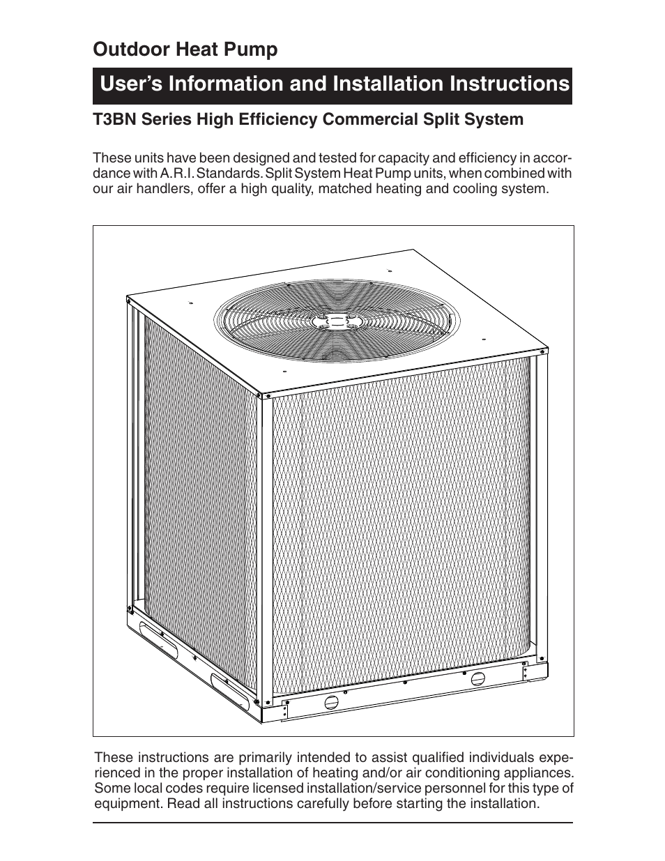 Nordyne Outdoor Heat Pump T3BN User Manual | 16 pages