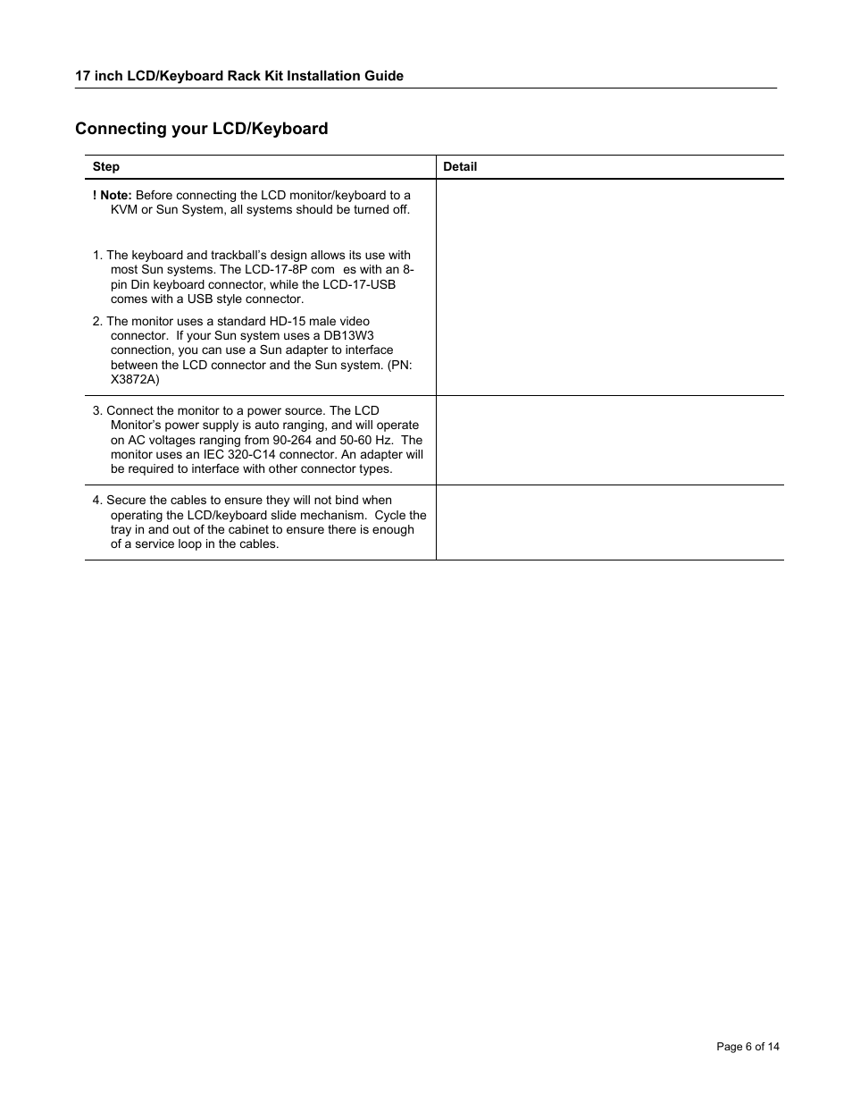 Connecting your lcd/keyboard | Neuro Logic Systems NLS 1U Server Console RFT-17 User Manual | Page 6 / 14