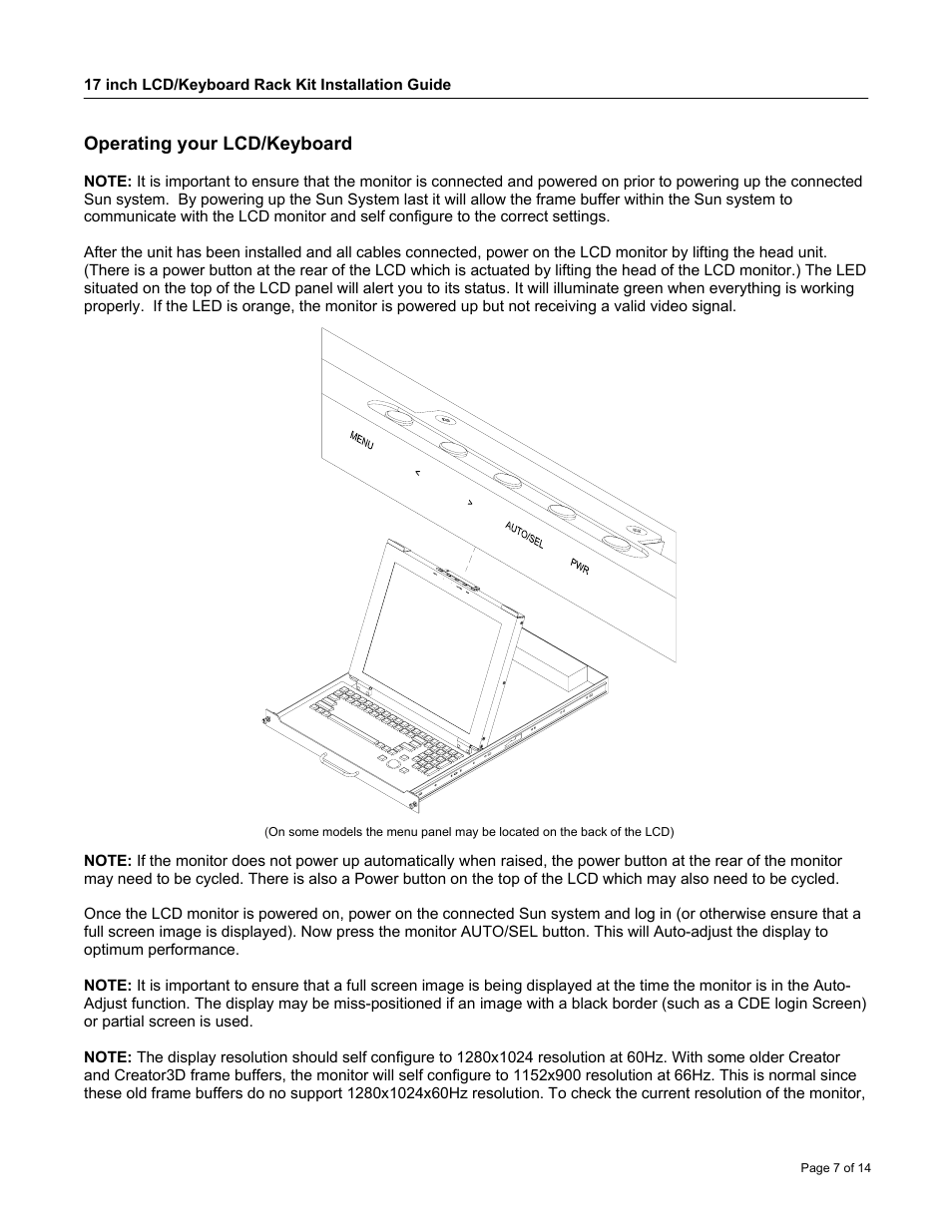 Operating your lcd/keyboard | Neuro Logic Systems NLS 1U Server Console RFT-17 User Manual | Page 7 / 14