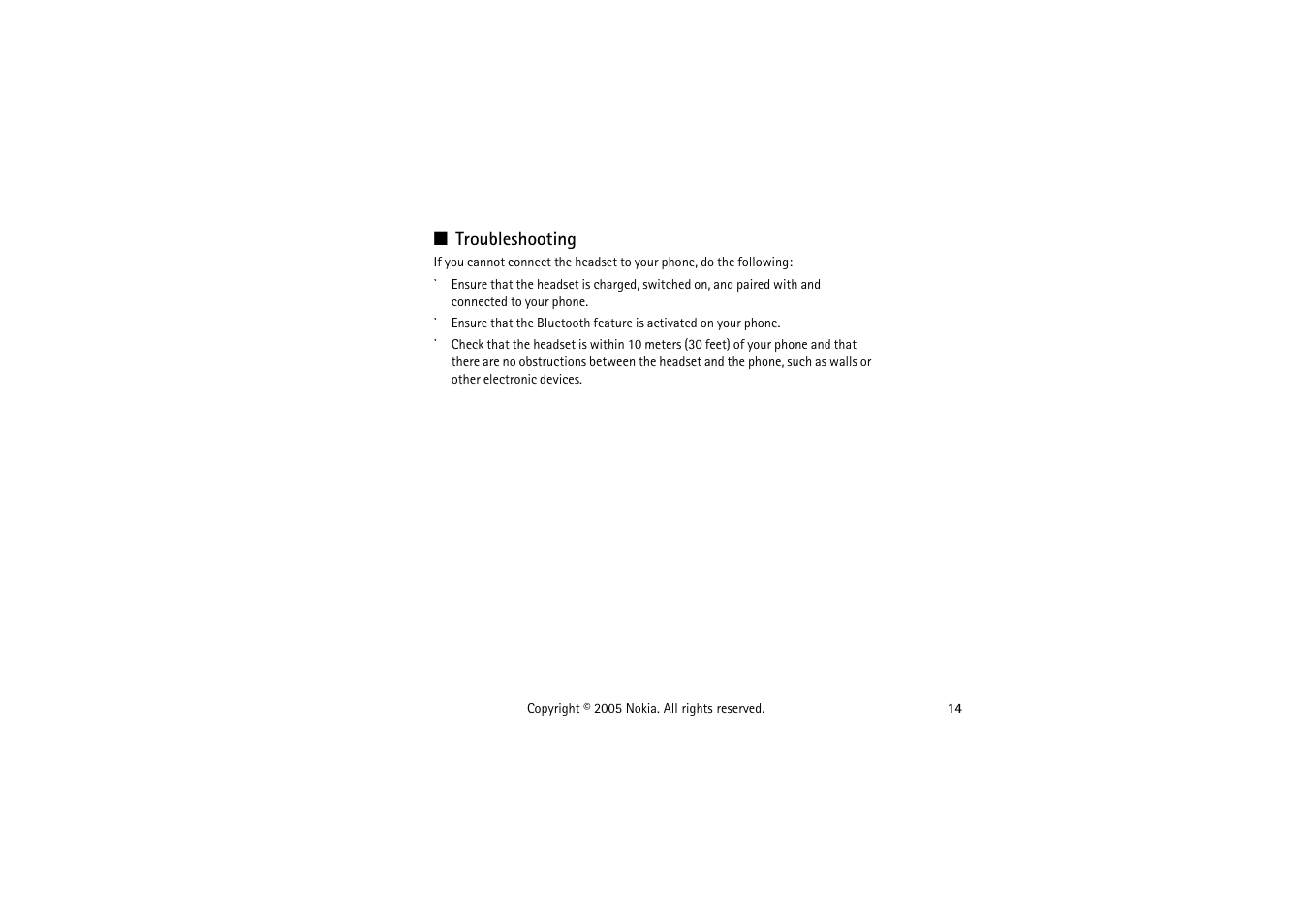 Troubleshooting | Nokia HS-56W User Manual | Page 14 / 16