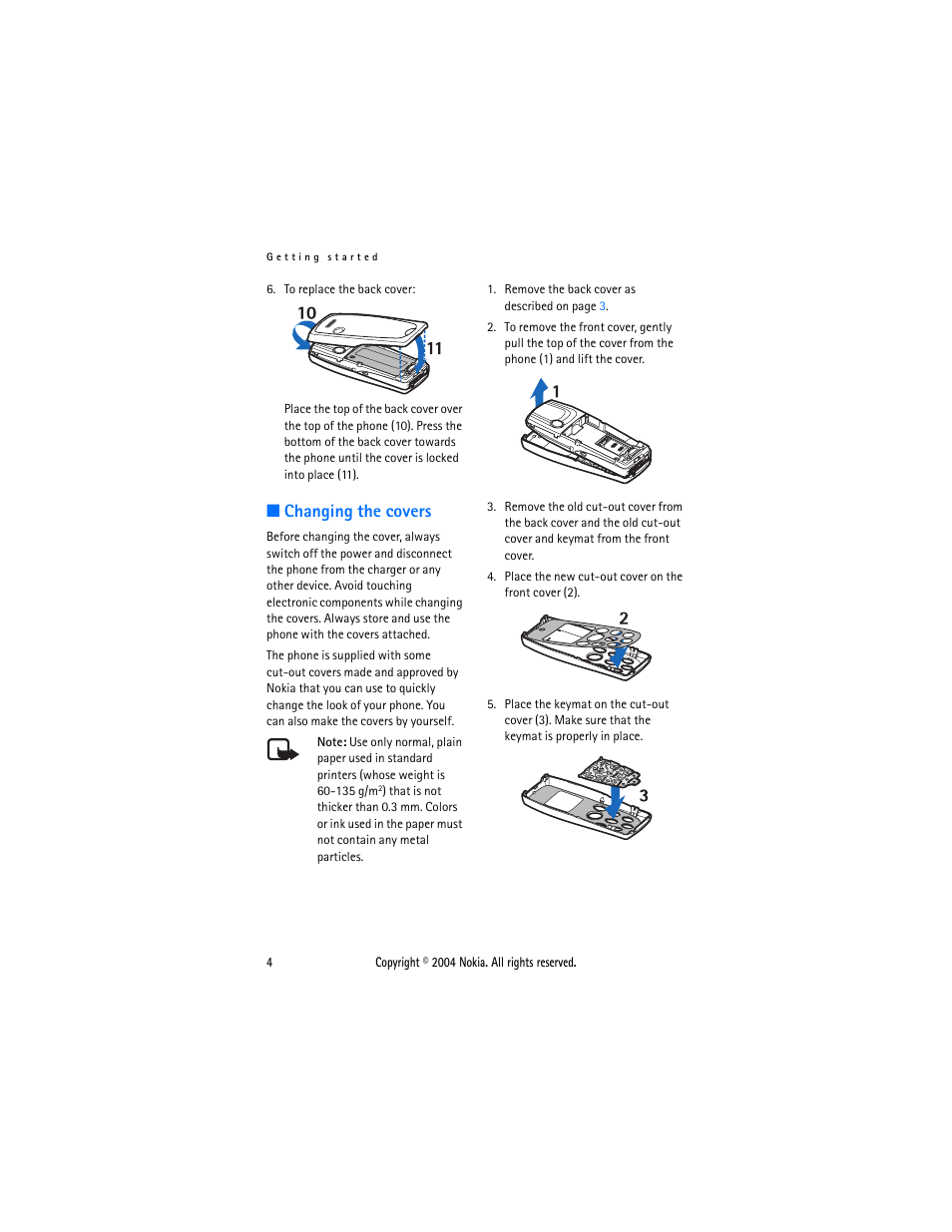 Changing the covers | Nokia 3200 User Manual | Page 15 / 73