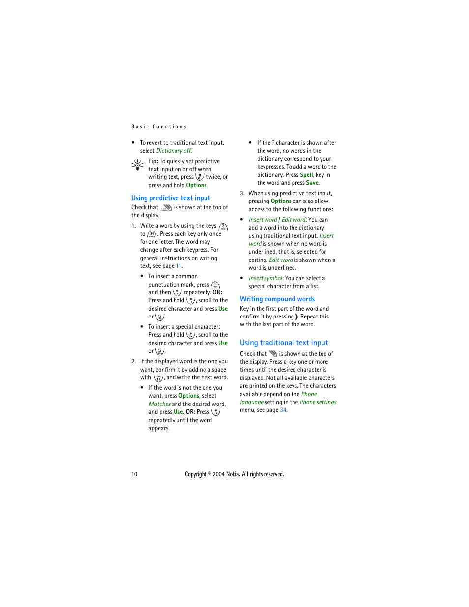 Using traditional text input | Nokia 3200 User Manual | Page 21 / 73