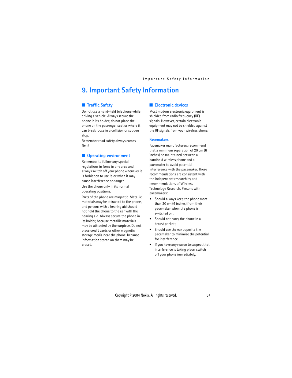 Important safety information | Nokia 3200 User Manual | Page 68 / 73