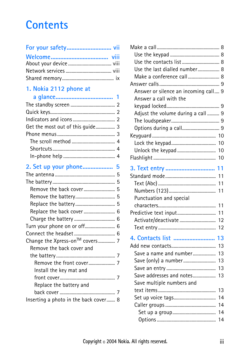 Nokia 2112 User Manual | Page 3 / 78