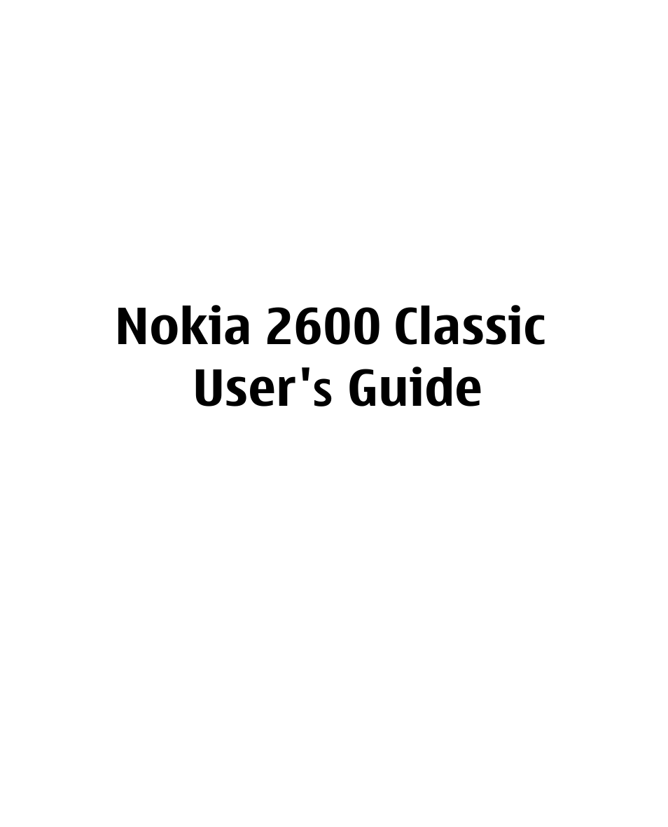 Nokia 2600 User Manual | 66 pages