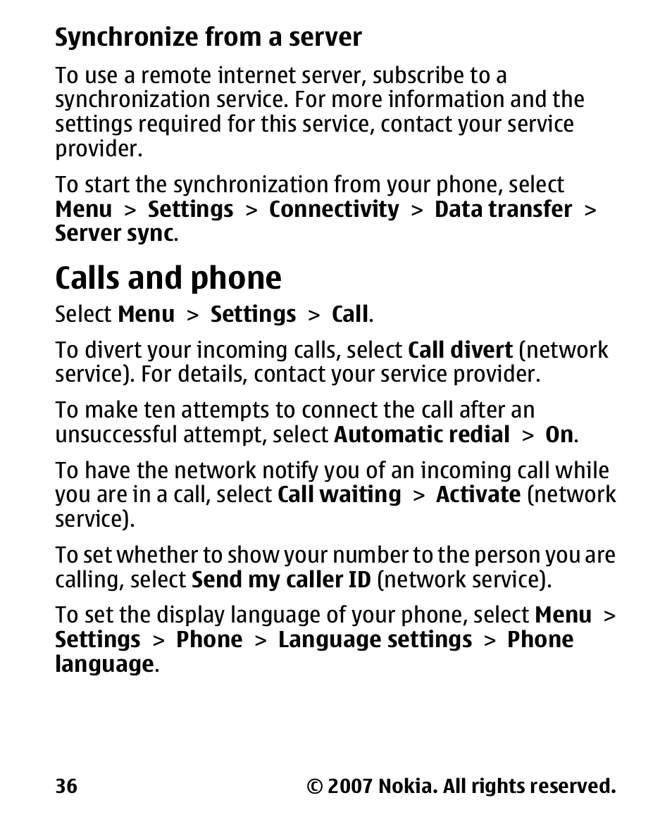 Calls and phone | Nokia 2600 User Manual | Page 37 / 66