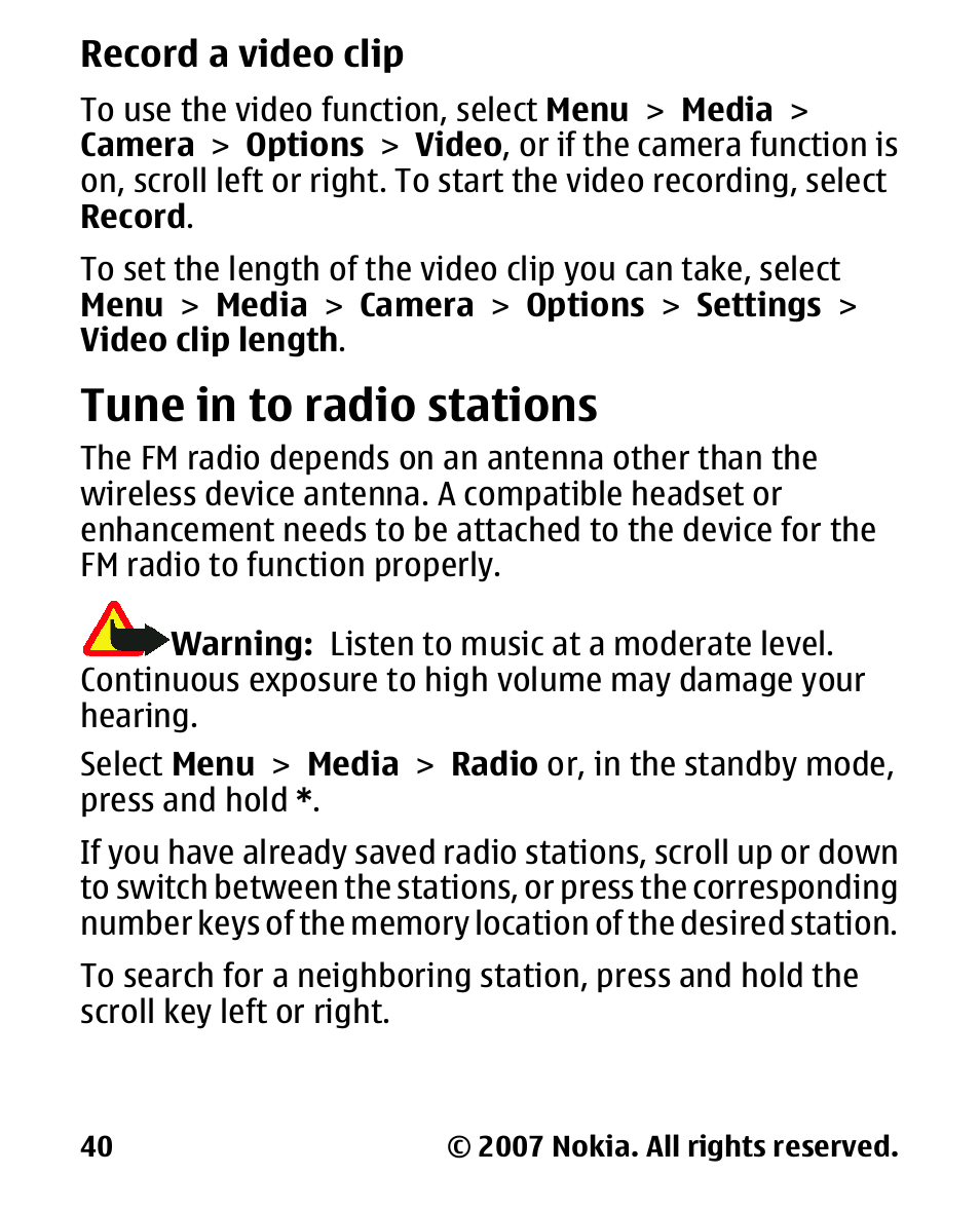 Tune in to radio stations, Tune in to radio, Stations | Nokia 2600 User Manual | Page 41 / 66