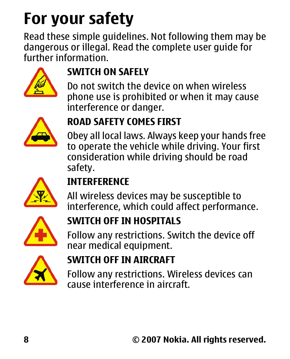 For your safety, For your, Safety | Nokia 2600 User Manual | Page 9 / 66