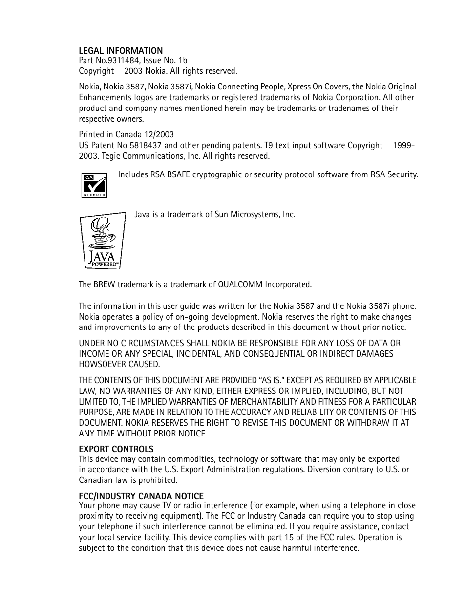Nokia 3587i User Manual | Page 3 / 107