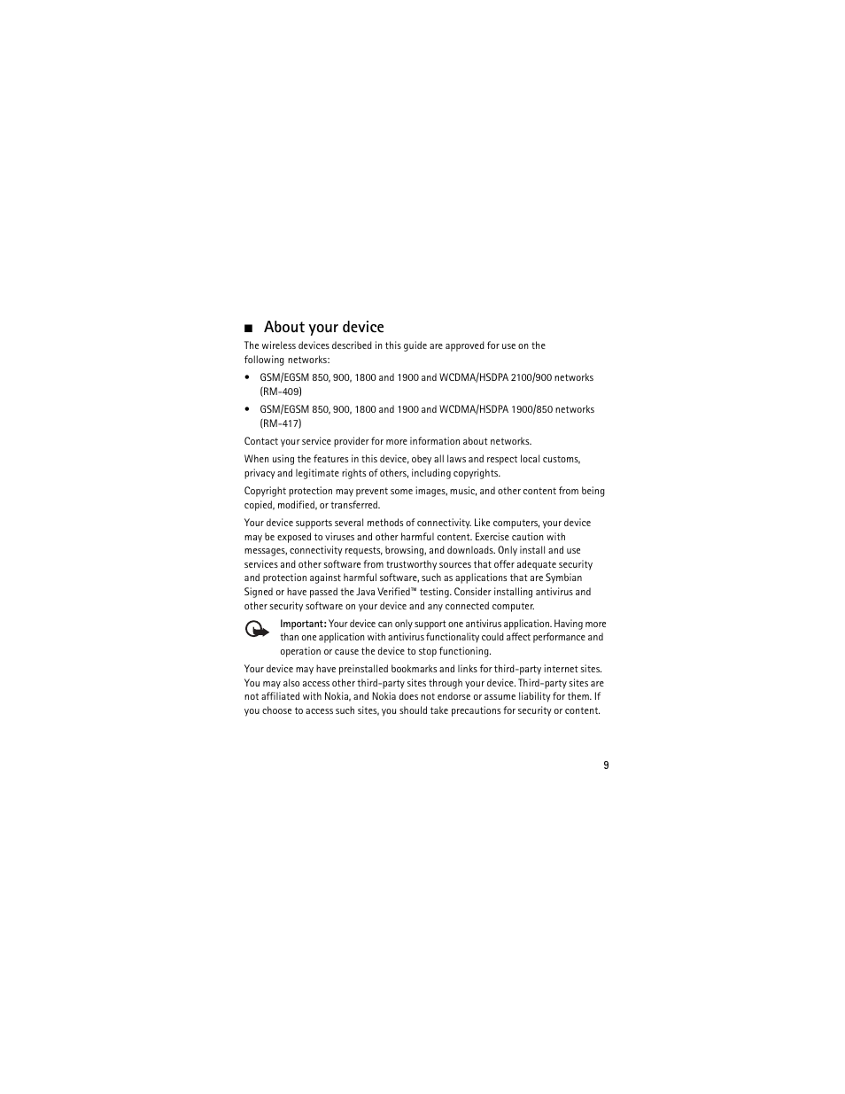 About your device | Nokia XPRESSMUSIC 5320 User Manual | Page 10 / 217