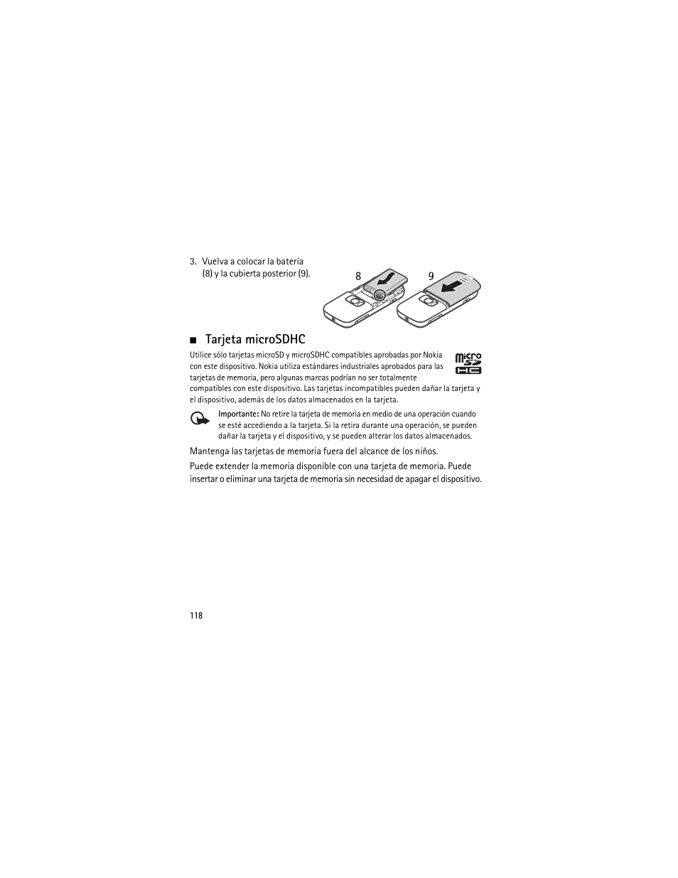 Tarjeta microsdhc | Nokia XPRESSMUSIC 5320 User Manual | Page 119 / 217