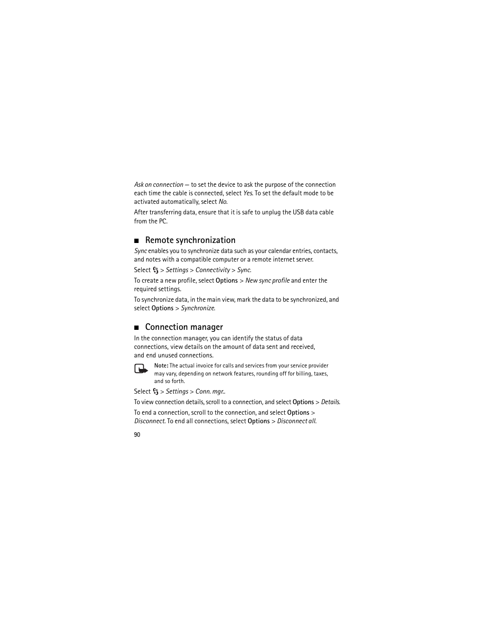 Remote synchronization, Connection manager, Remote synchronization connection manager | Nokia XPRESSMUSIC 5320 User Manual | Page 91 / 217