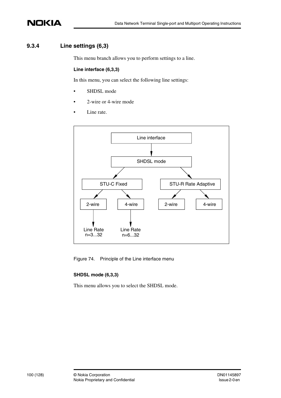 4 line settings (6,3), Line settings (6,3) | Nokia DNT2Mi sp/mp User Manual | Page 100 / 128