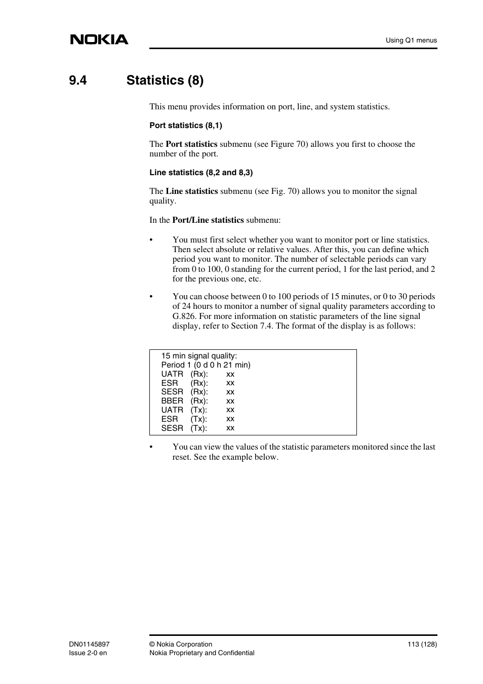 4 statistics (8), Statistics (8) | Nokia DNT2Mi sp/mp User Manual | Page 113 / 128