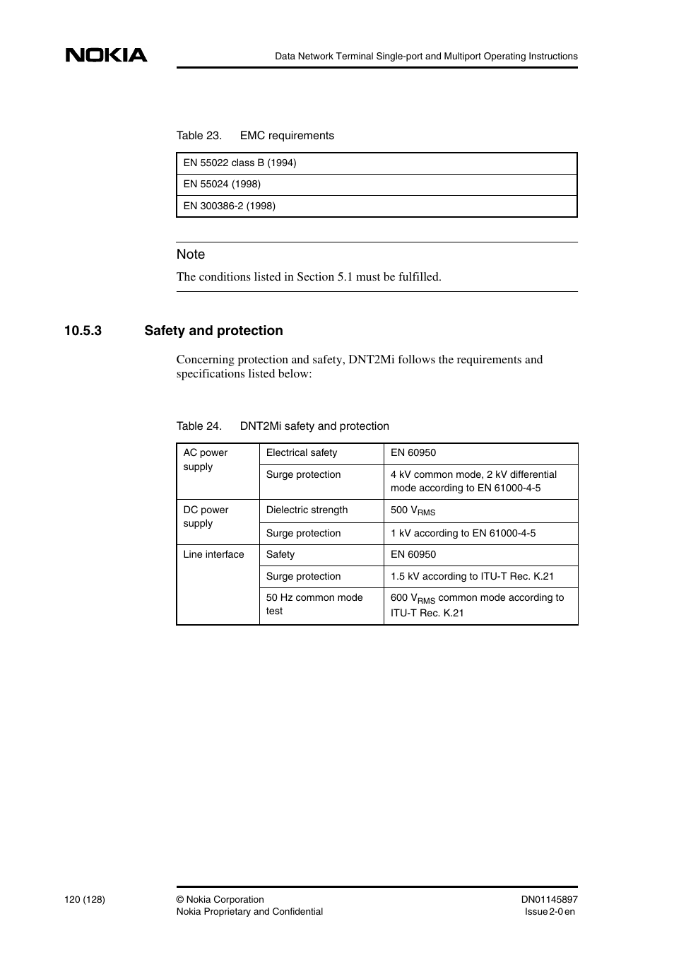 3 safety and protection, Safety and protection | Nokia DNT2Mi sp/mp User Manual | Page 120 / 128