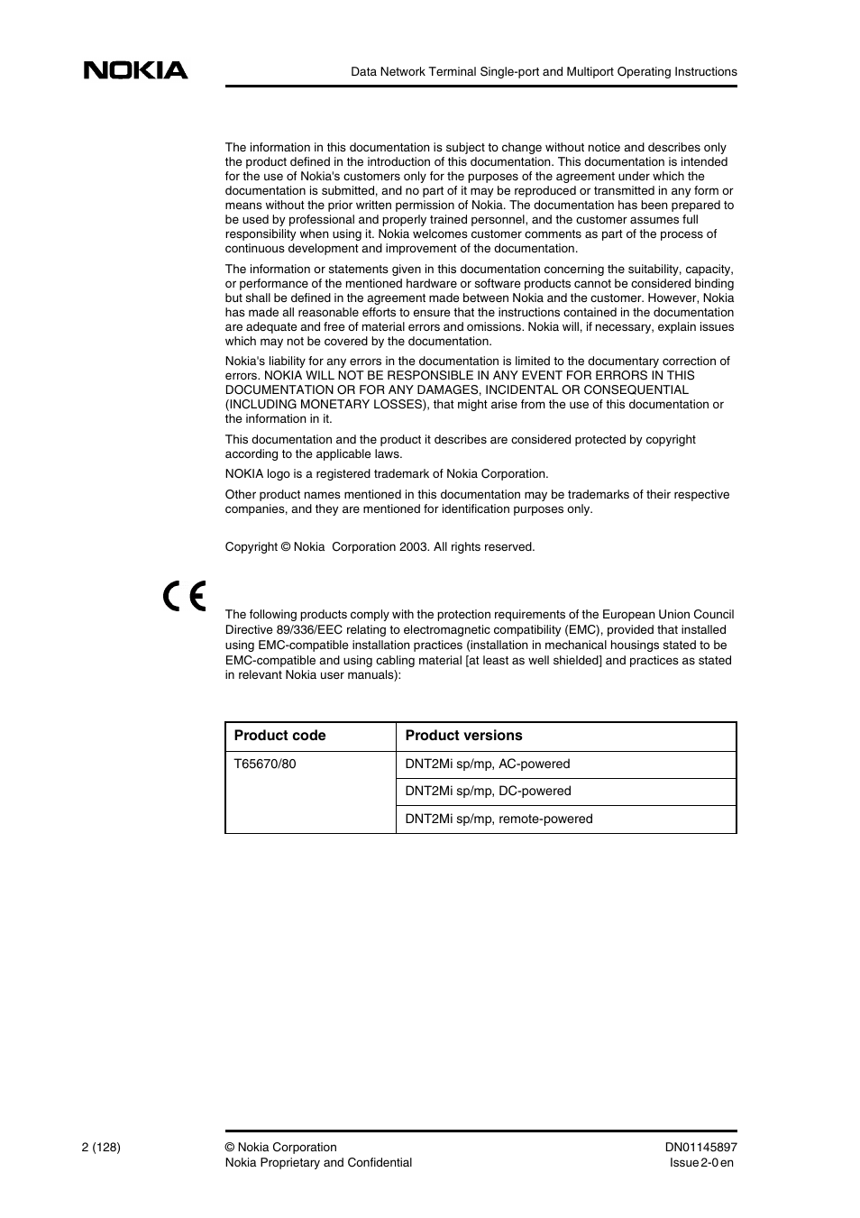 Nokia DNT2Mi sp/mp User Manual | Page 2 / 128