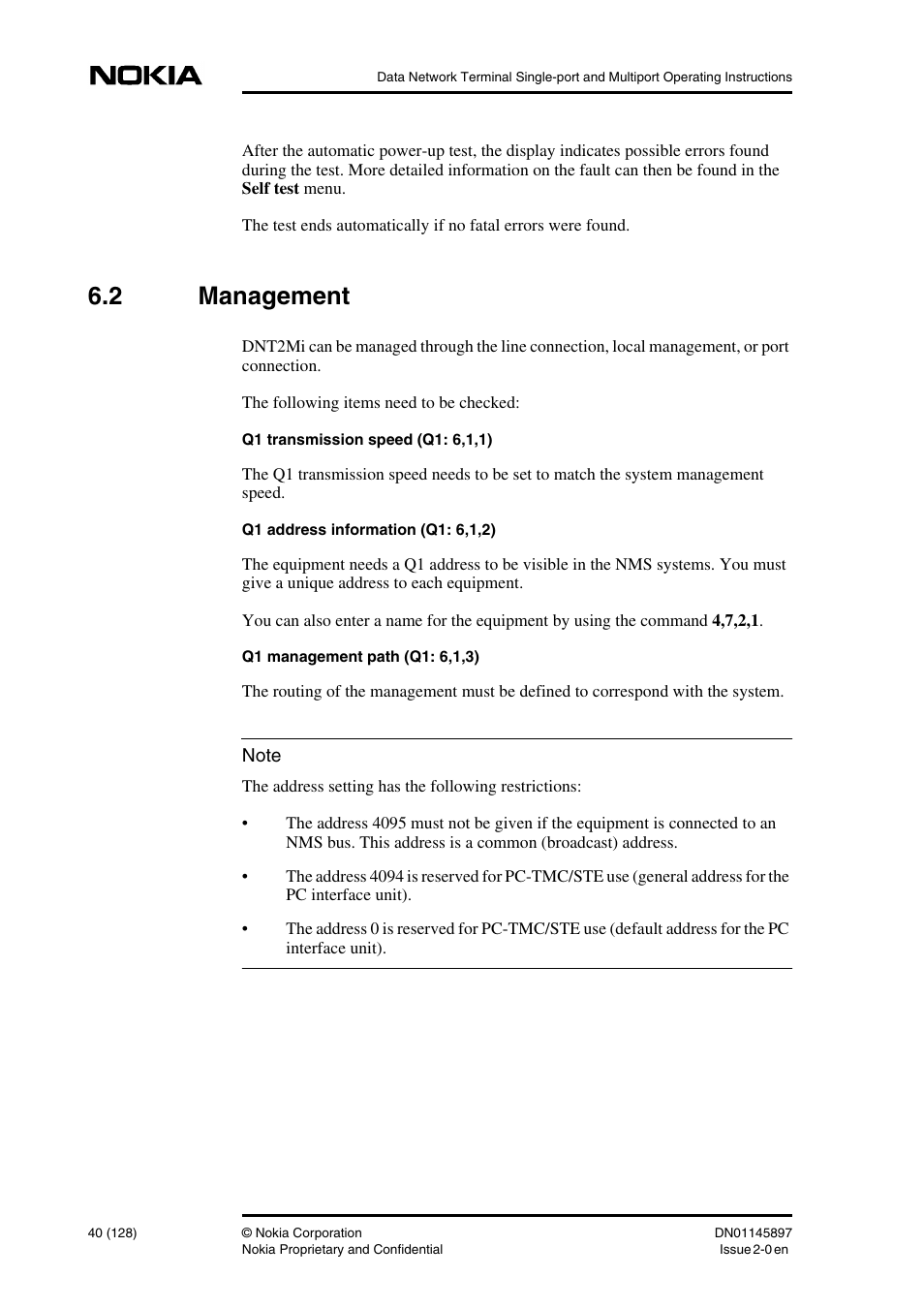 2 management, Management | Nokia DNT2Mi sp/mp User Manual | Page 40 / 128
