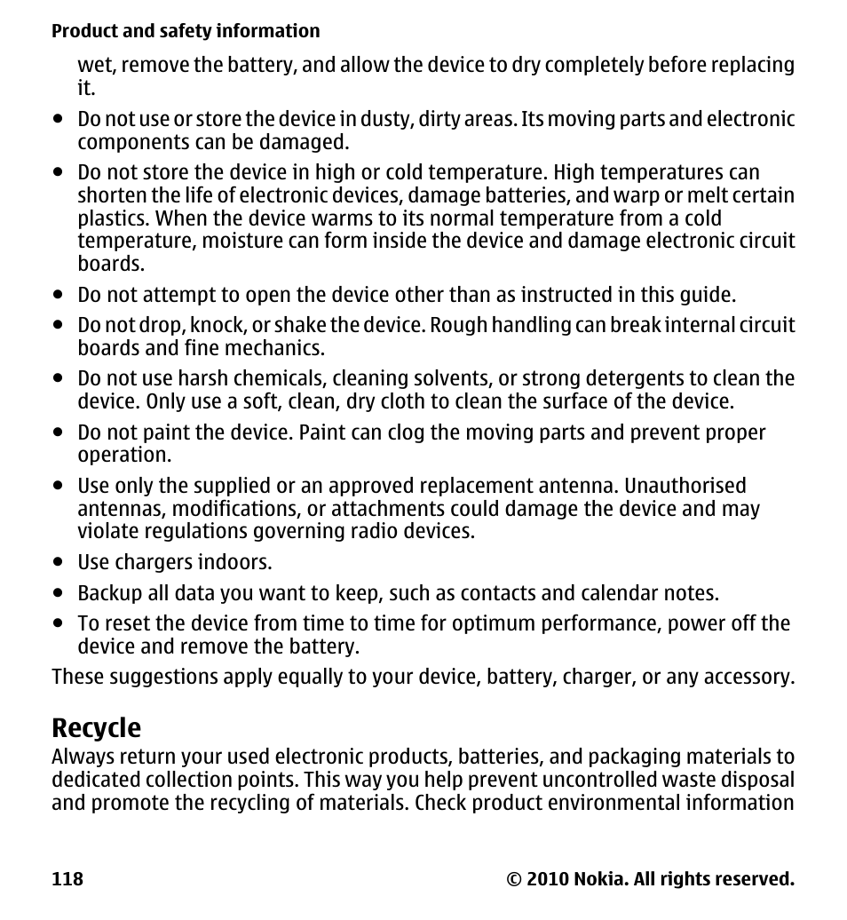 Recycle | Nokia 5228 User Manual | Page 118 / 129