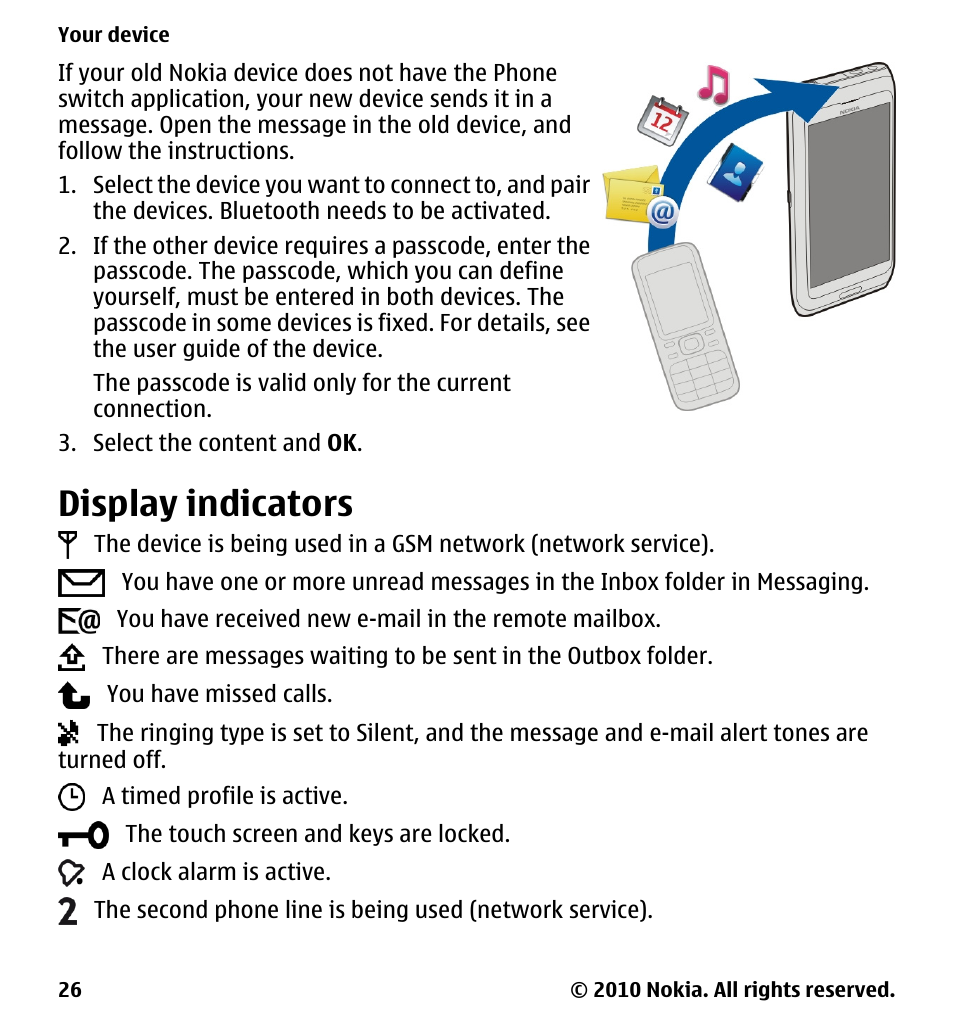 Display indicators | Nokia 5228 User Manual | Page 26 / 129