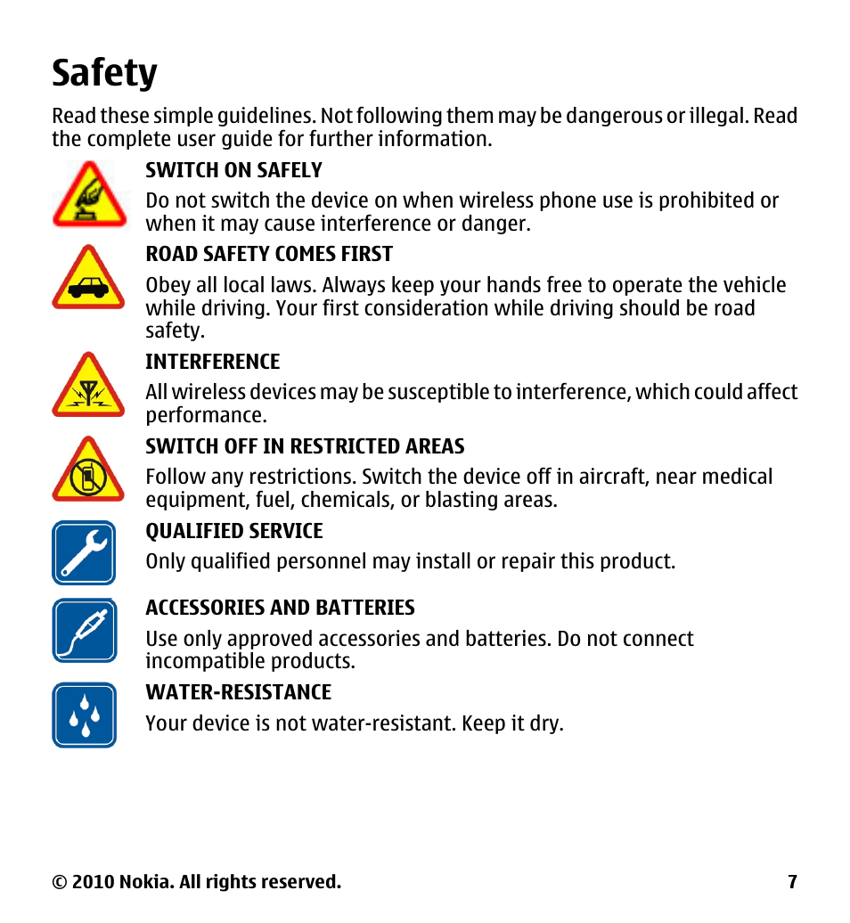 Safety | Nokia 5228 User Manual | Page 7 / 129