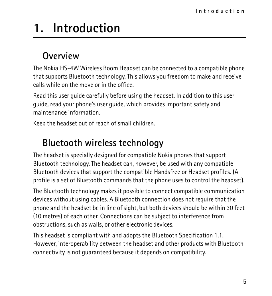 Introduction, Overview, Bluetooth wireless technology | Nokia 9232254 User Manual | Page 5 / 86