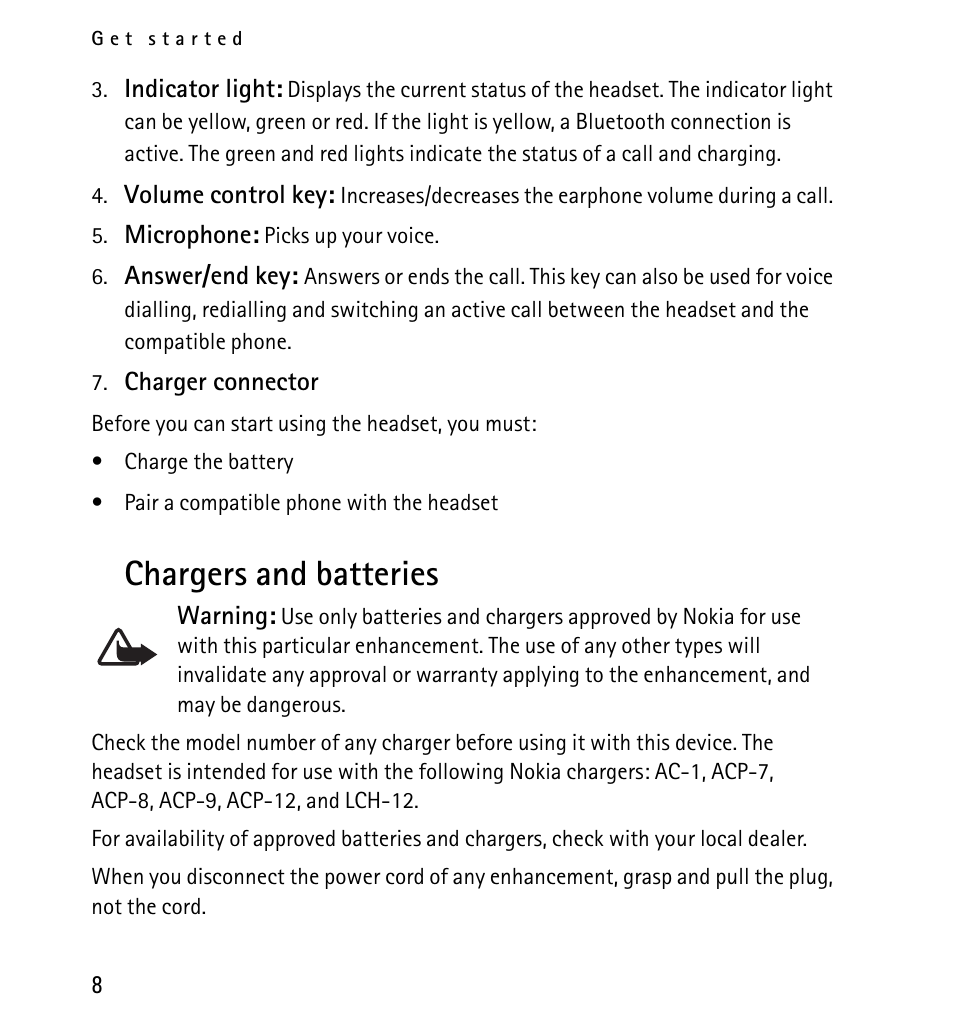 Chargers and batteries | Nokia 9232254 User Manual | Page 8 / 86