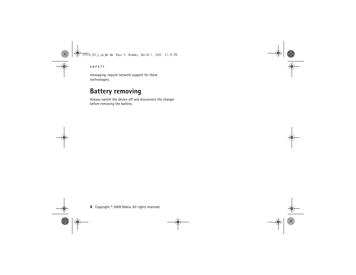 Battery removing | Nokia 5630 User Manual | Page 9 / 87