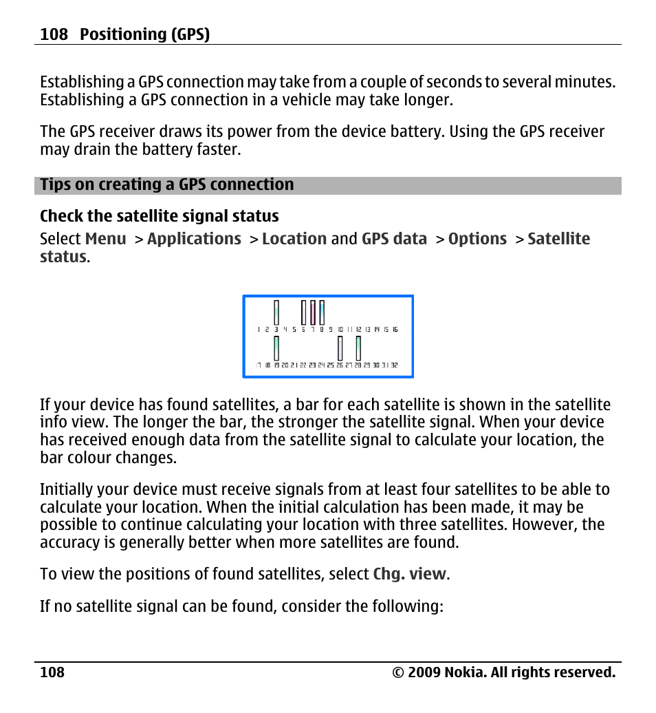 Tips on creating a gps connection, Tips on creating a gps connection 108 | Nokia X6-00 User Manual | Page 108 / 213