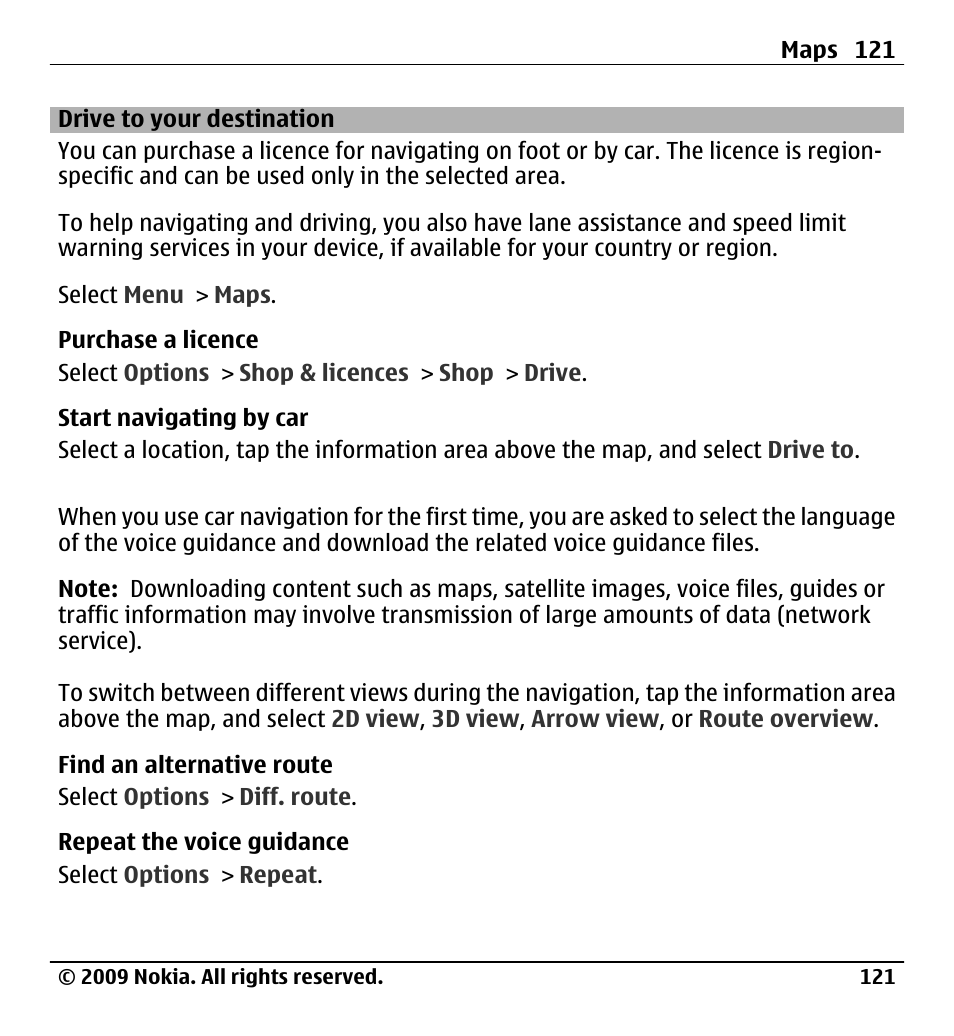 Drive to your destination | Nokia X6-00 User Manual | Page 121 / 213