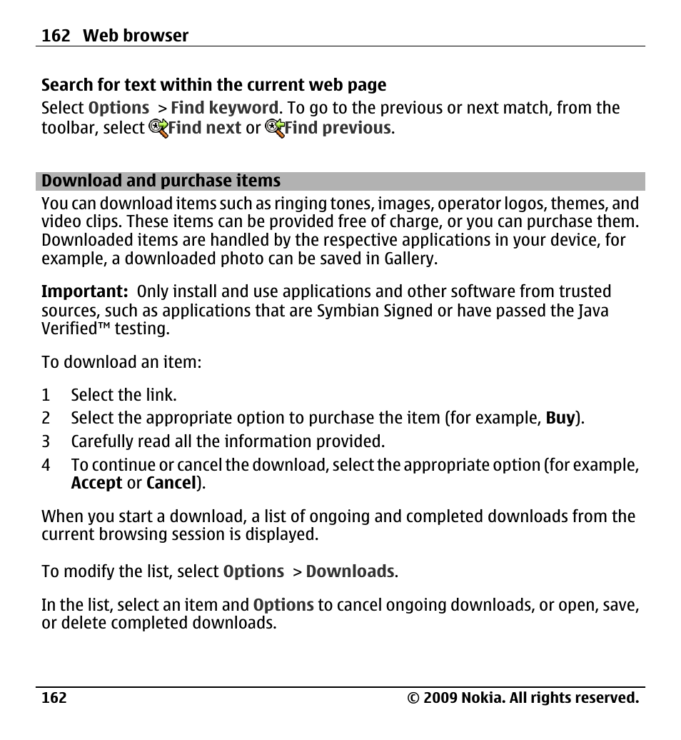 Download and purchase items | Nokia X6-00 User Manual | Page 162 / 213