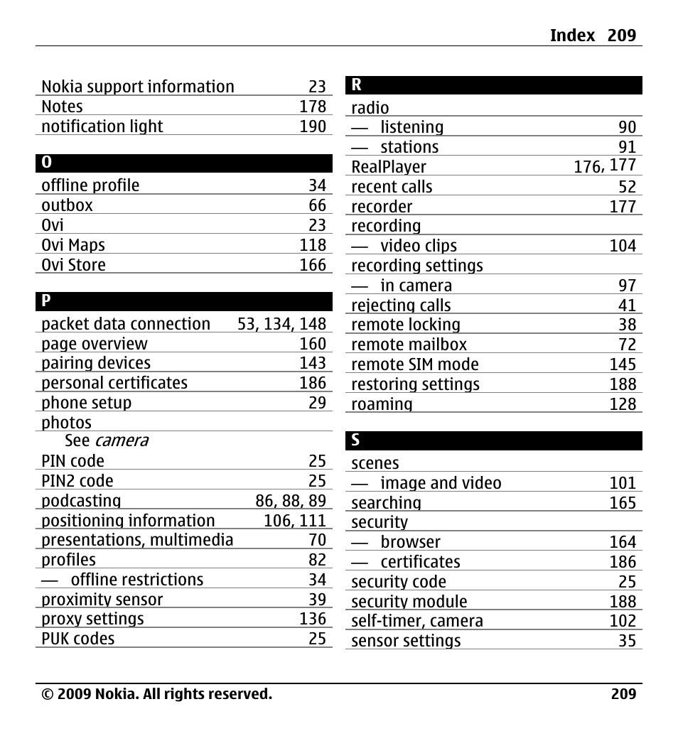 Nokia X6-00 User Manual | Page 209 / 213