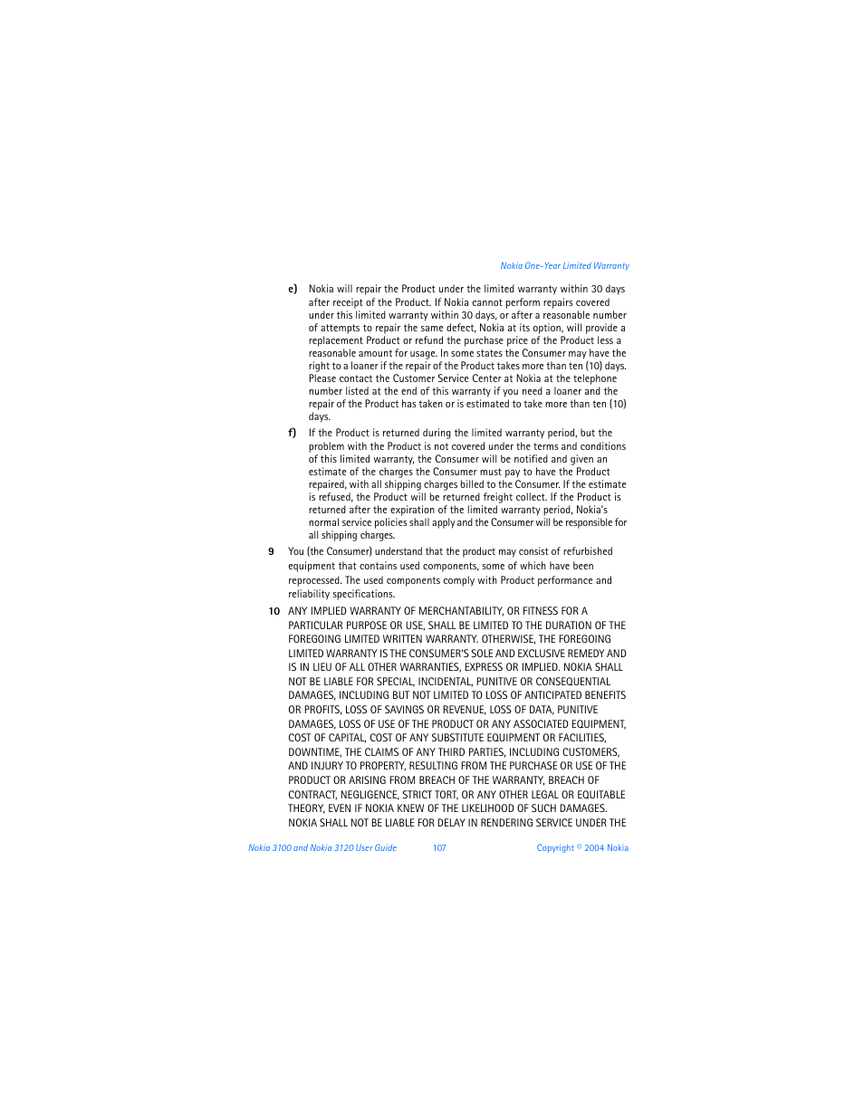 Nokia 3120b User Manual | Page 116 / 131