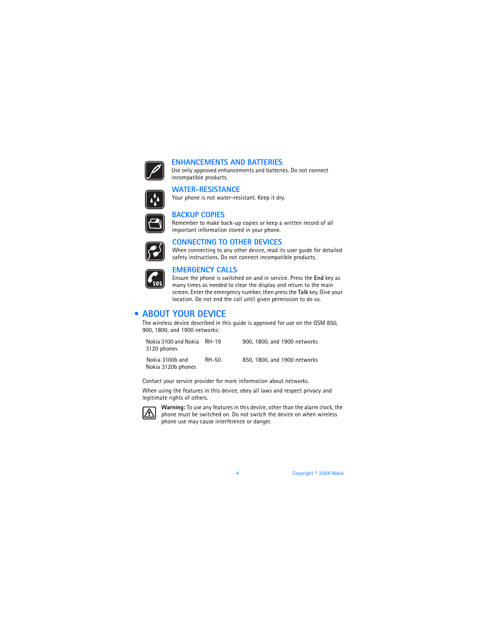 About your device | Nokia 3120b User Manual | Page 13 / 131