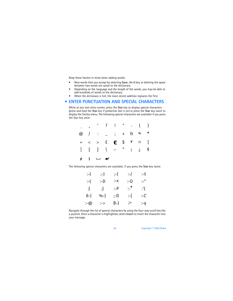 Enter punctuation and special characters | Nokia 3120b User Manual | Page 35 / 131