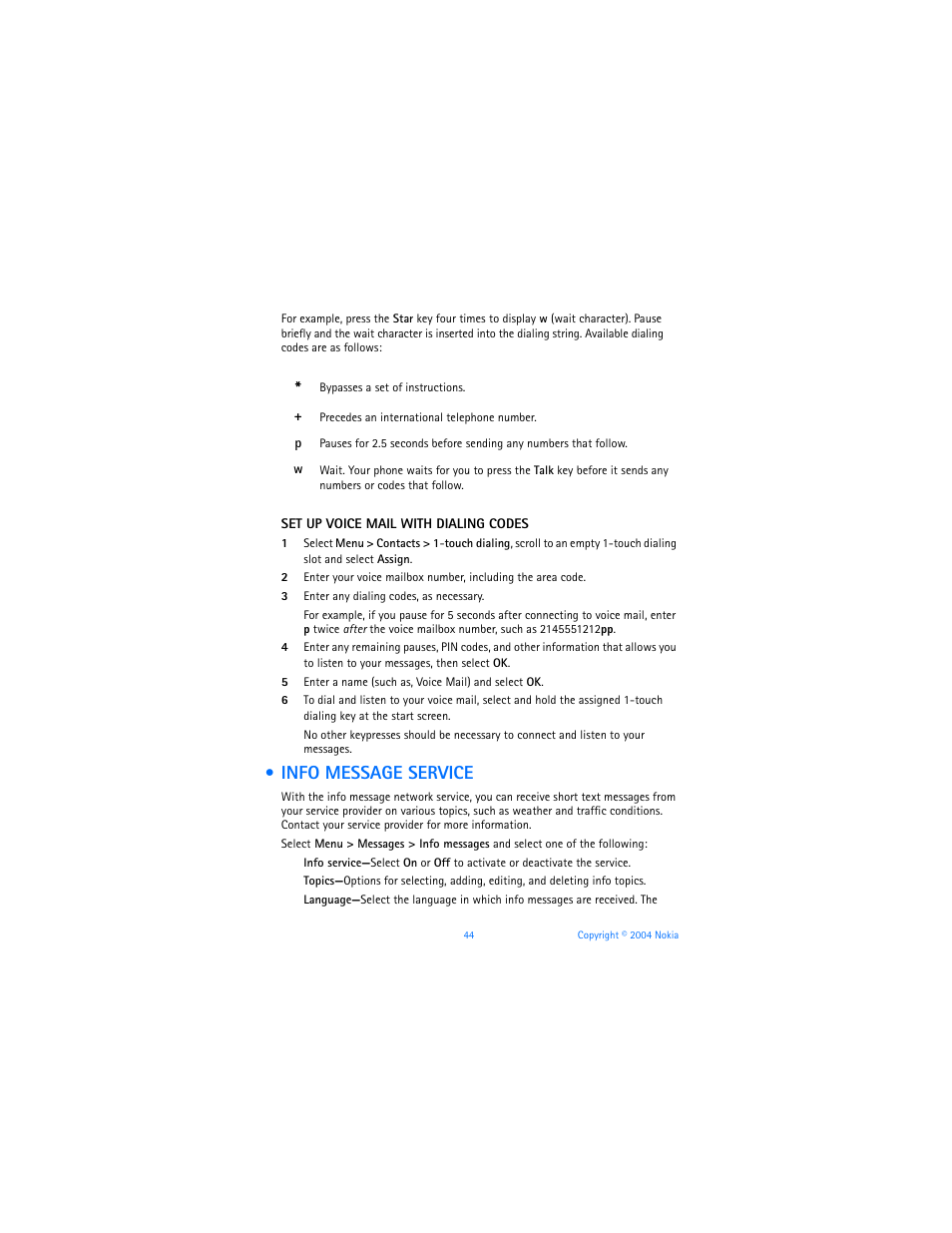 Info message service | Nokia 3120b User Manual | Page 53 / 131