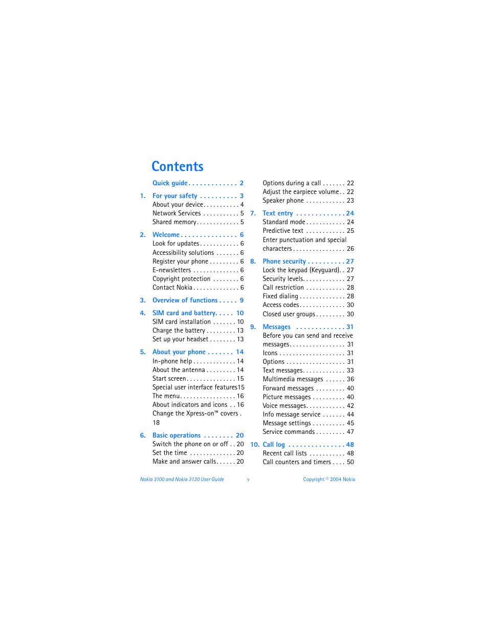 Nokia 3120b User Manual | Page 6 / 131