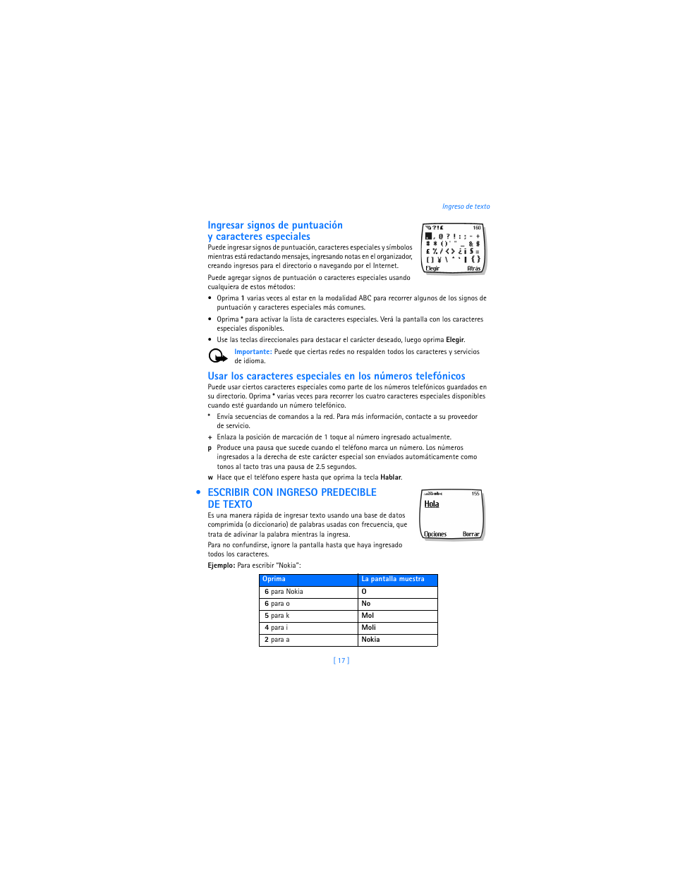 Escribir con ingreso predecible de texto | Nokia 2285 User Manual | Page 122 / 201