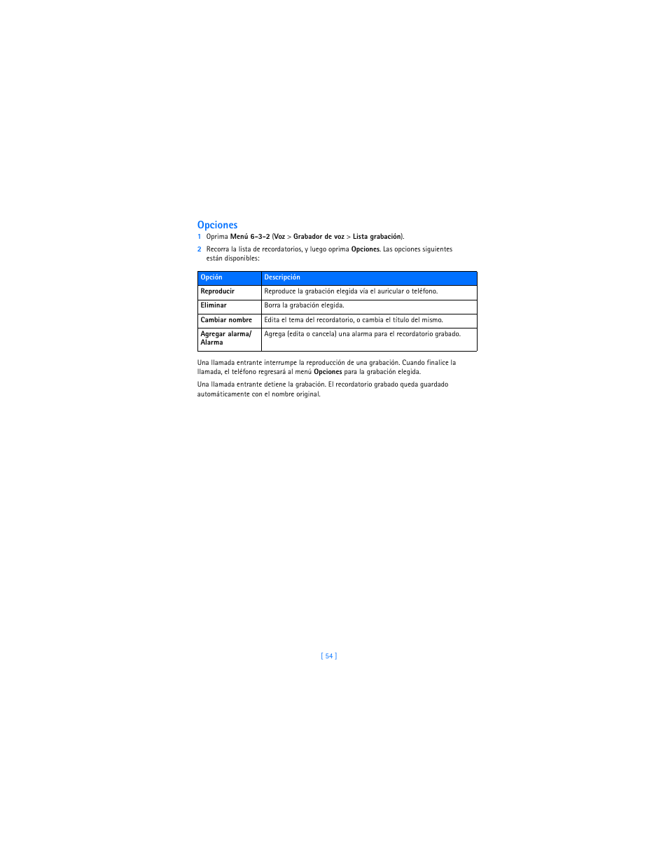 Opciones | Nokia 2285 User Manual | Page 159 / 201