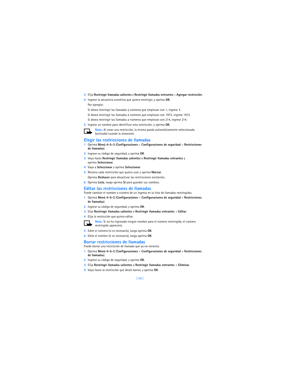 Elegir las restricciones de llamadas, Editar las restricciones de llamadas, Borrar restricciones de llamadas | Nokia 2285 User Manual | Page 163 / 201