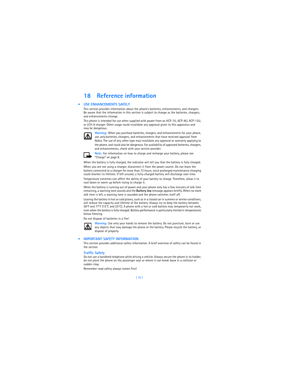 18 reference information | Nokia 2285 User Manual | Page 75 / 201