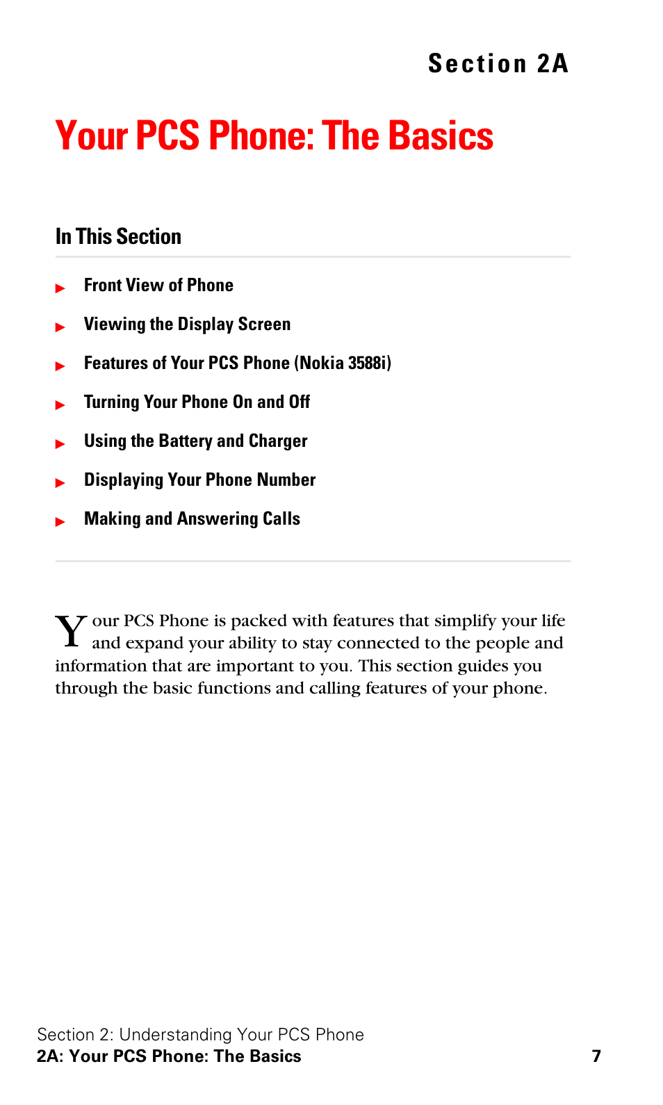 Your pcs phone: the basics, 2a. your pcs phone: the basics | Nokia 3588i User Manual | Page 14 / 145