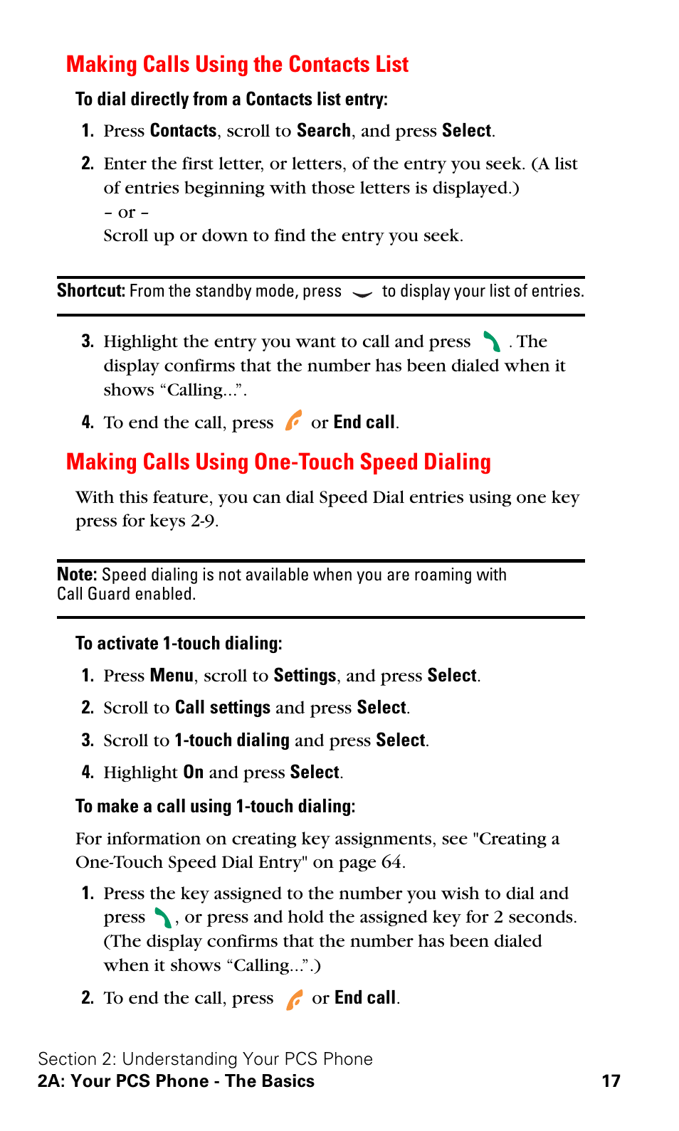 Making calls using the contacts list, Making calls using one-touch speed dialing | Nokia 3588i User Manual | Page 24 / 145