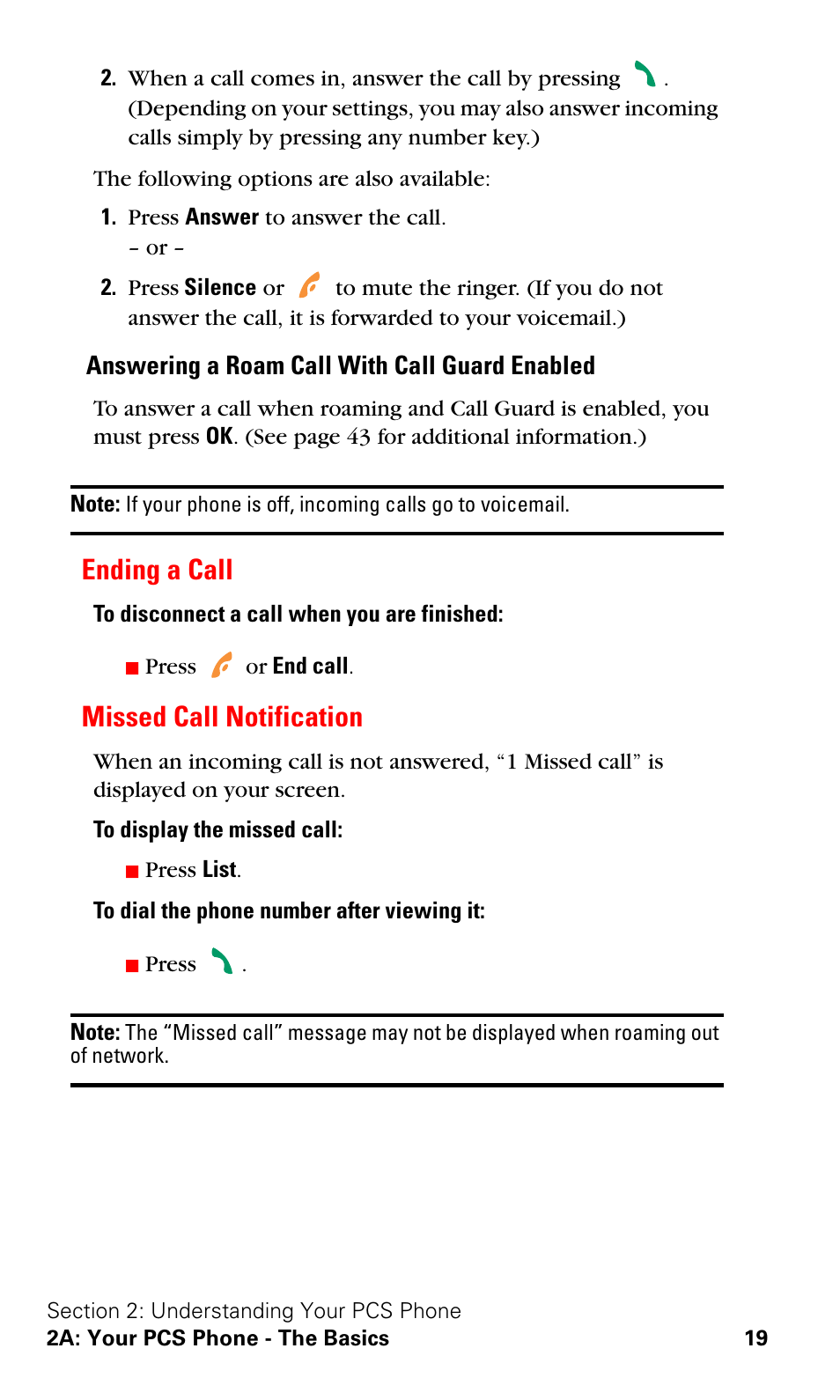 Ending a call, Missed call notification, Ending a call missed call notification | Nokia 3588i User Manual | Page 26 / 145