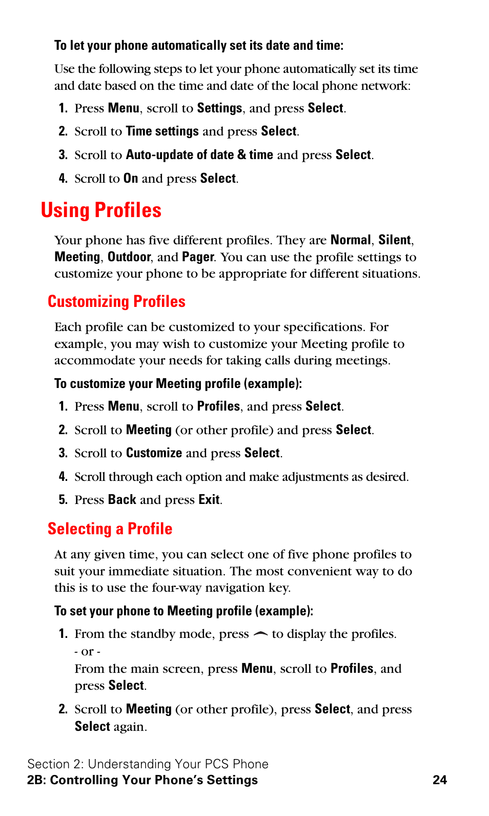 Using profiles, Customizing profiles, Selecting a profile | Customizing profiles selecting a profile | Nokia 3588i User Manual | Page 31 / 145