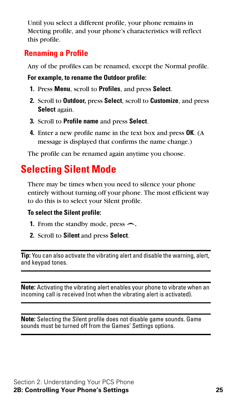 Renaming a profile, Selecting silent mode | Nokia 3588i User Manual | Page 32 / 145