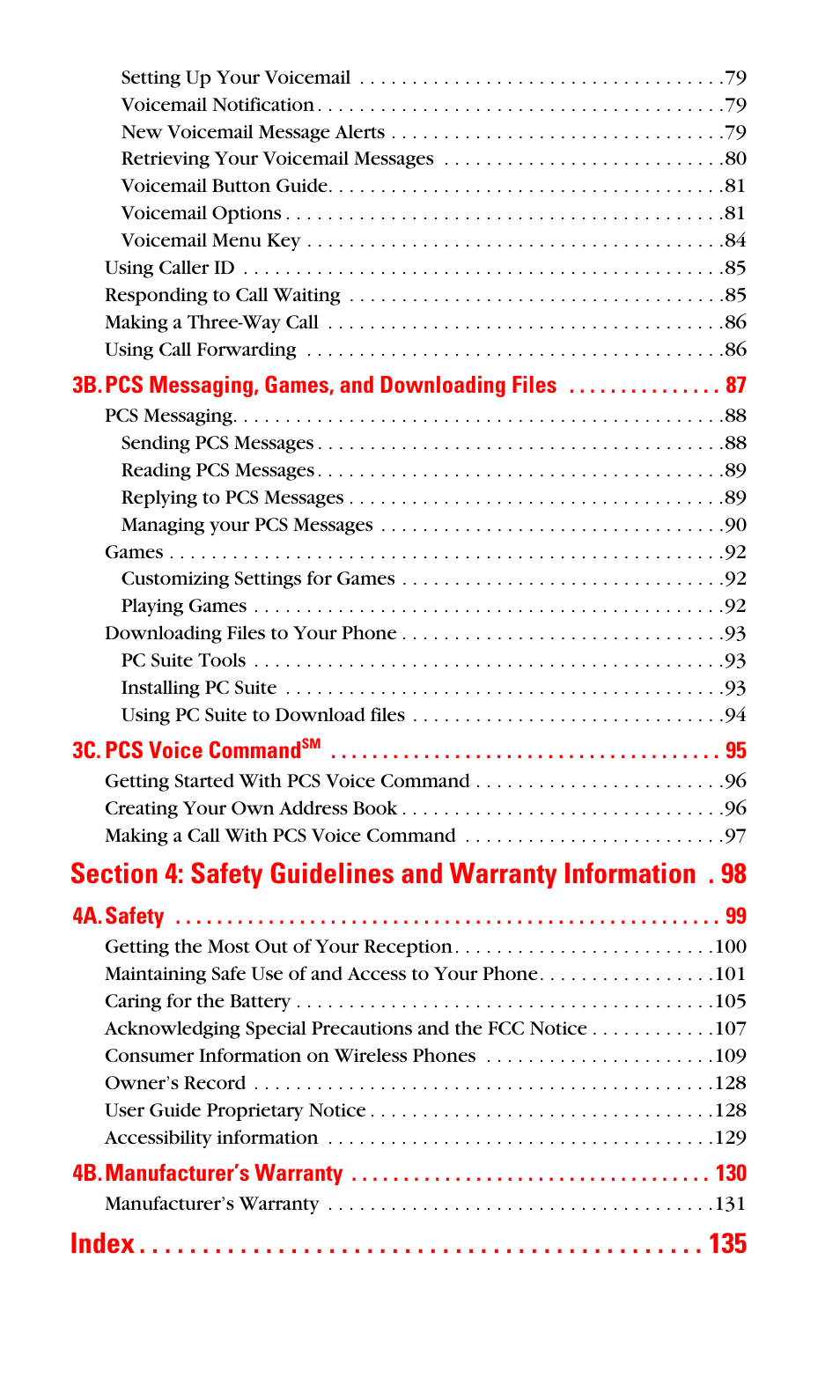 Index | Nokia 3588i User Manual | Page 5 / 145